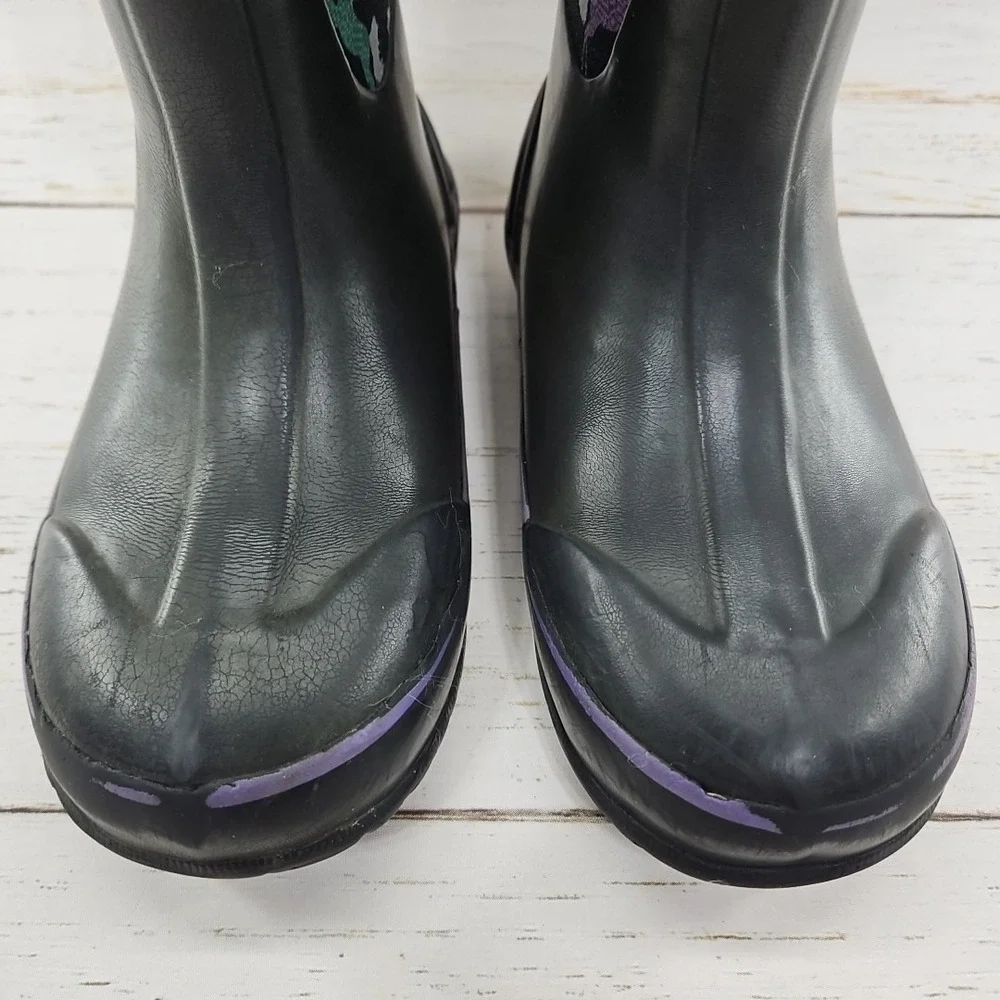 Bogs Girls Size 2 Black‎ Purple Unicorn Insulated Waterproof Winter Boots 72329